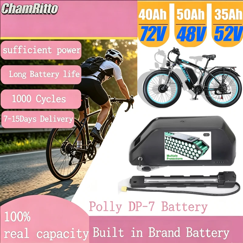 72V 50Ah 21700 Lithium Battery - ChampionPolly Ebike 48v50ah Bike Battery Downtube