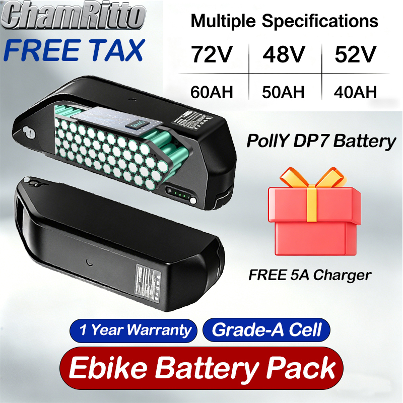 72V 50Ah 21700 Lithium Battery - Electric bicycle bike battery Downtube Hailong