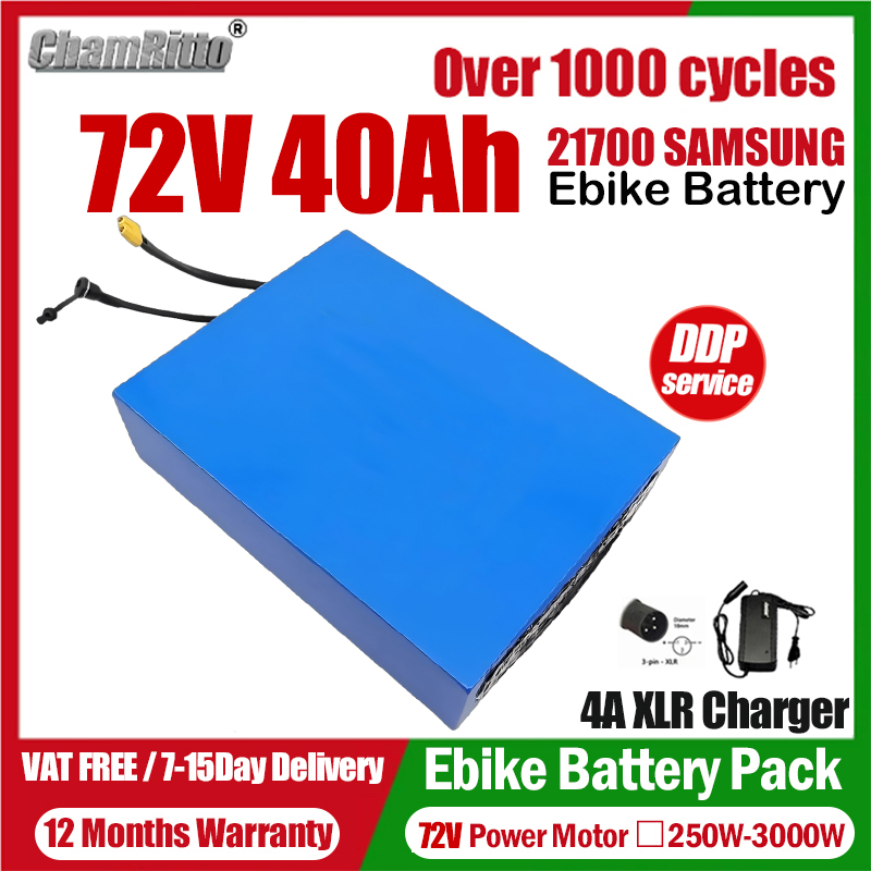 72V 50Ah 21700 Lithium Battery - Elektrische Fiets eBike cham-rider 72V 20ah