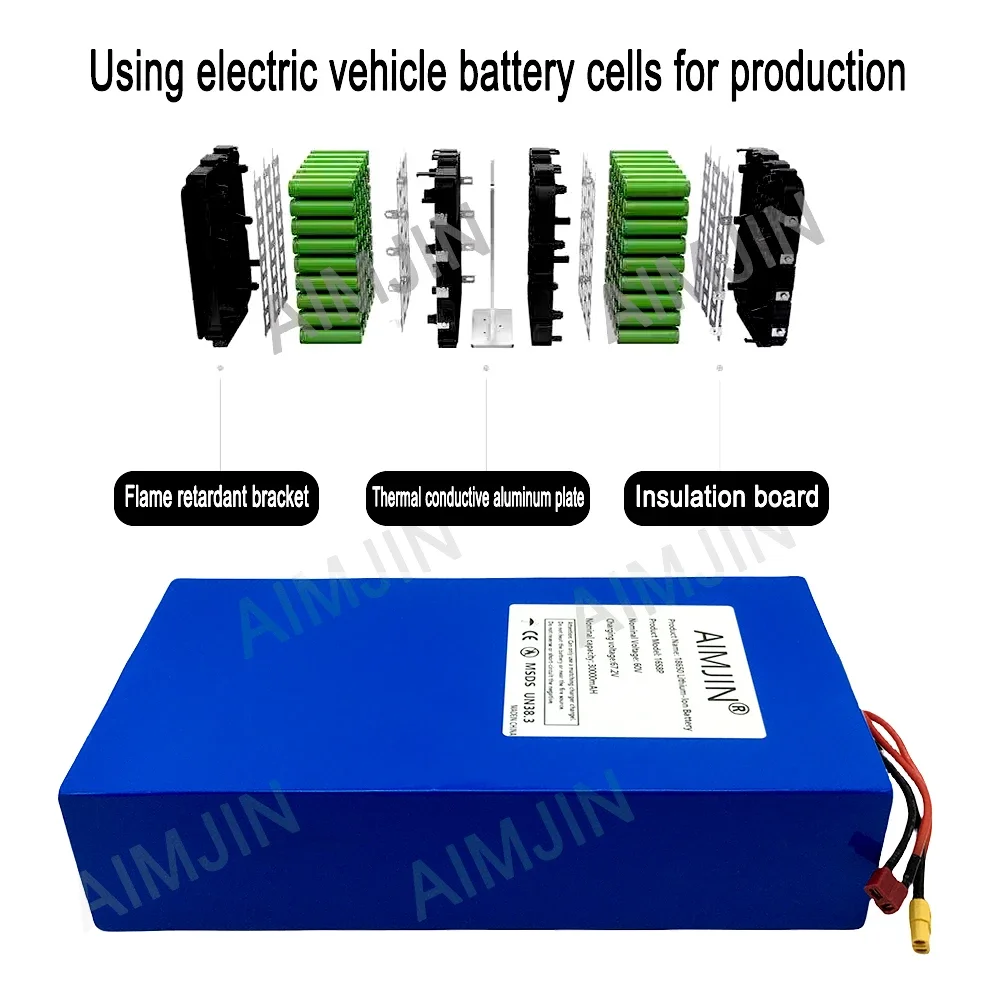 16S8p 1000-3000W Brand New Lit - 60V 50Ah Electric Scooter Battery 评论和价格