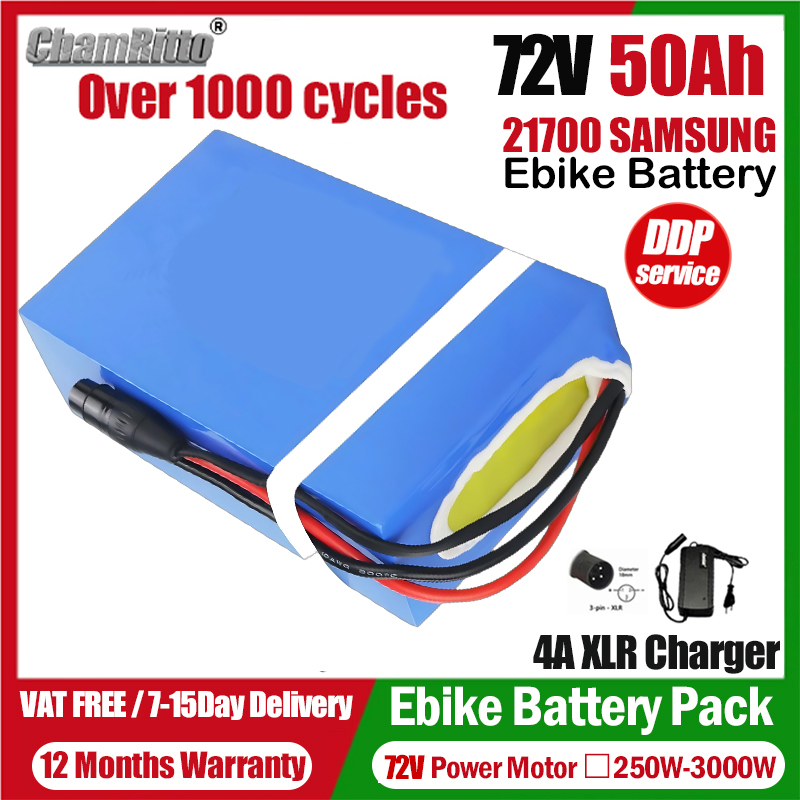 72V Electric Bicycle cham-ride - 72V 50Ah 21700 Lithium Battery 评论和价格