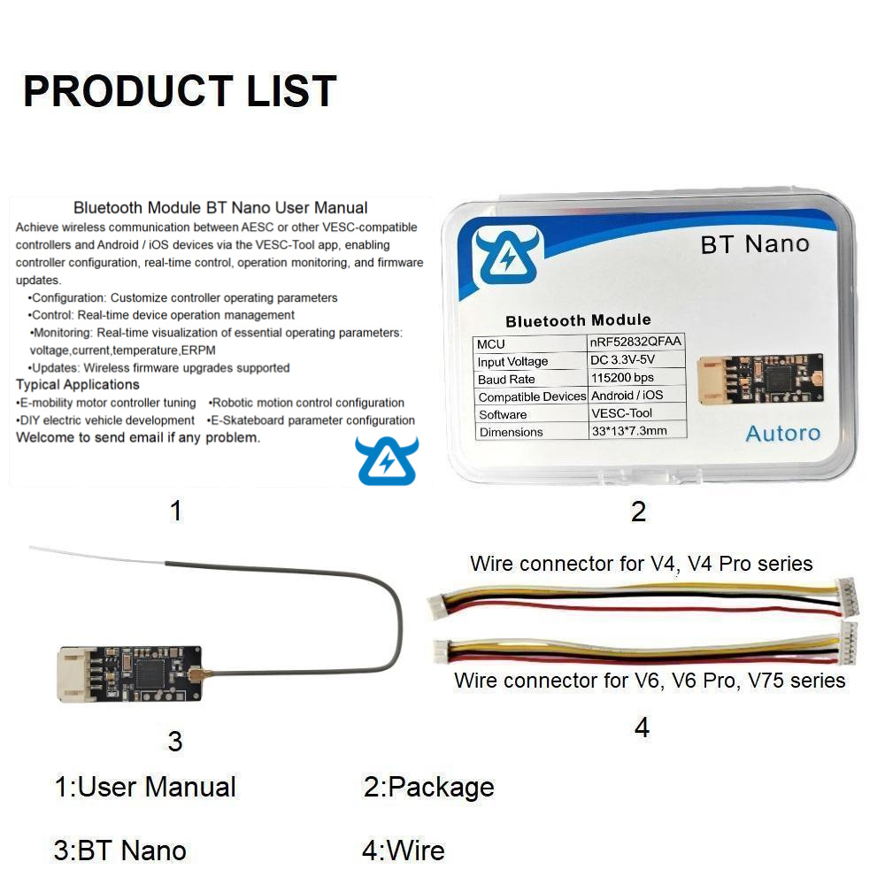 Autoro BT Nano Wireless Blueto - Vesc 75300 Controller 评论和价格